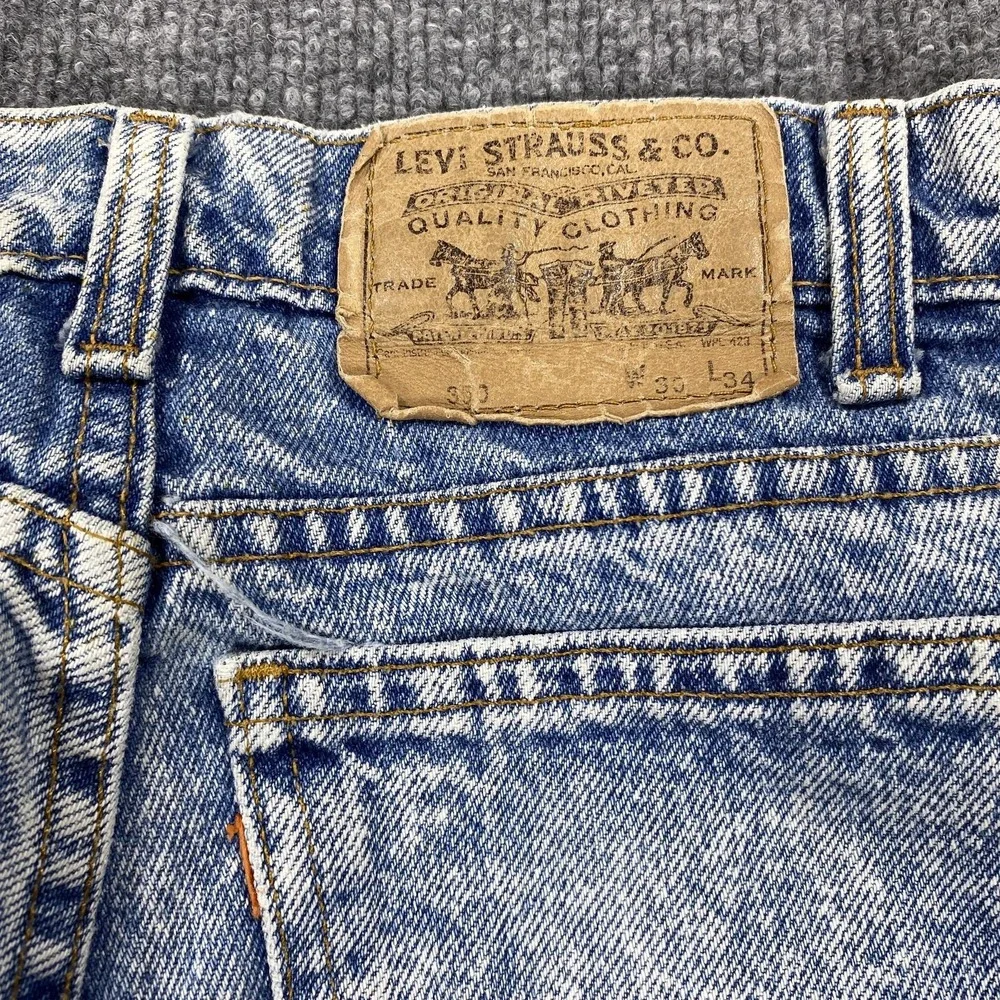 Vintage Levis 525 Jeans Mens 30x34‎ Blue Straight Acid Wash Orange Tab USA